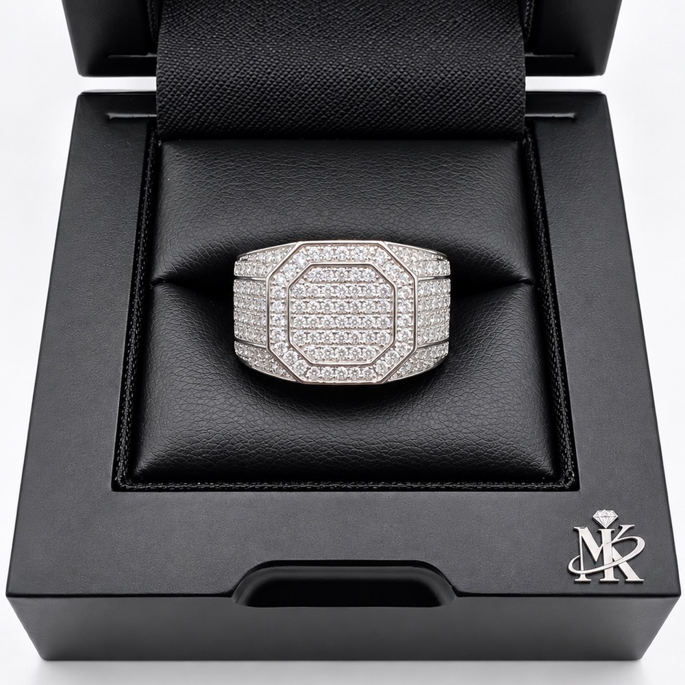 925 Sterling Silver 1.64CTW MOISSANITE Pave Men’s Ring Size 9 or 12